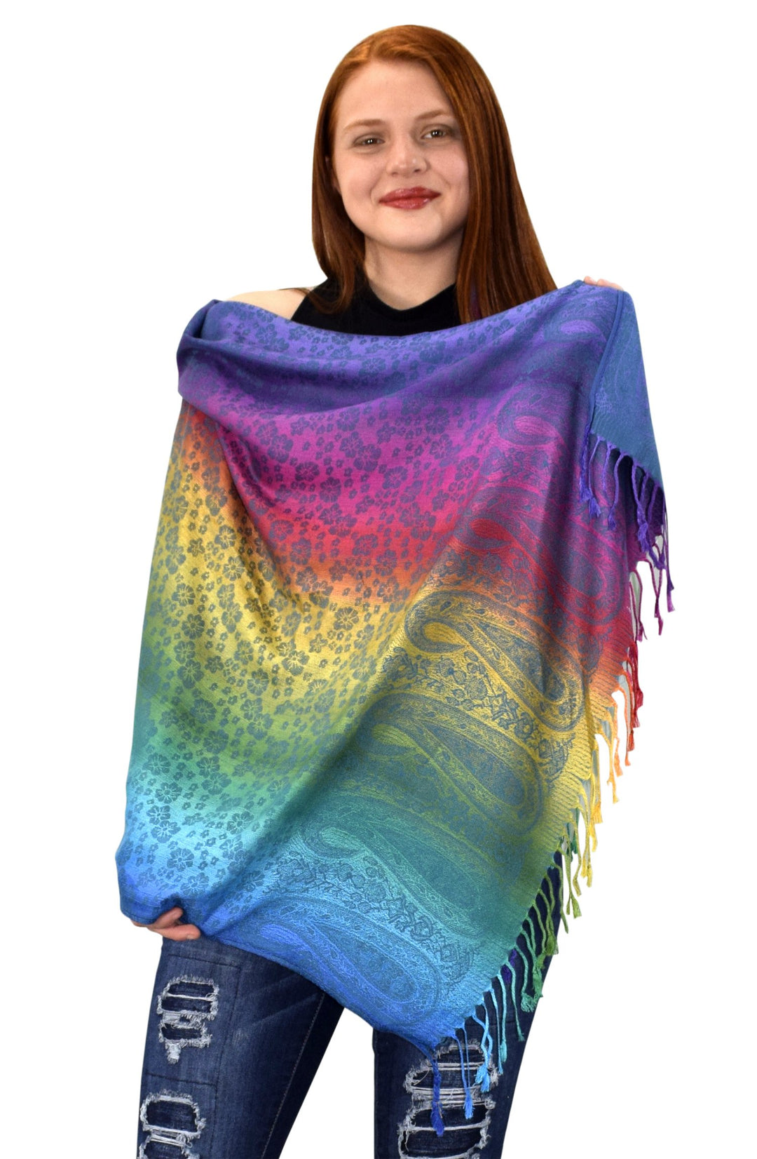 Rainbow Silky Tropical Pashmina Shawl