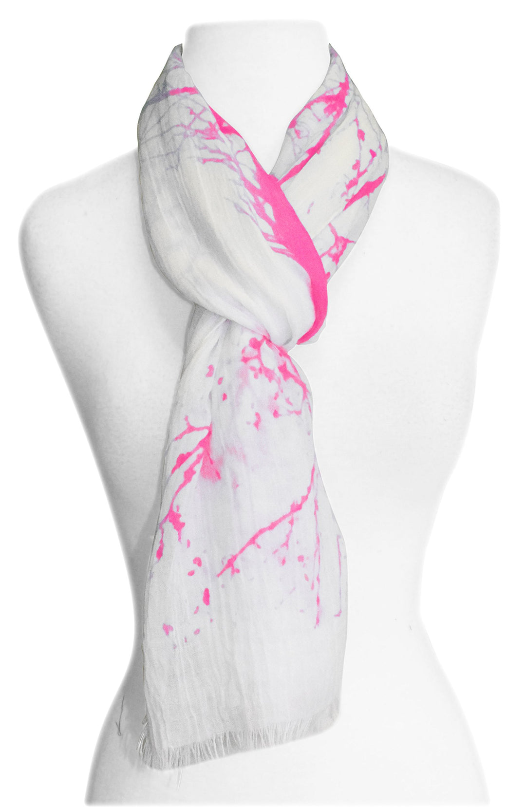 Peach Couture Blissful Tree print Cotton Linen Eyelash Fringe Long Scarves Shawls