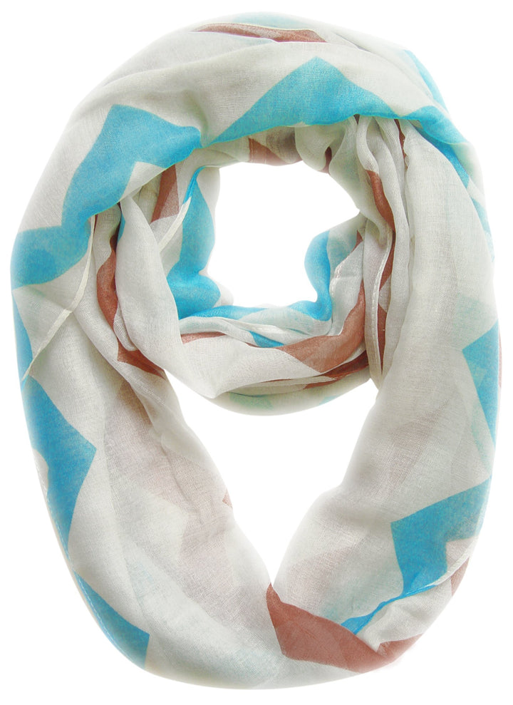 Turquoise-Brown Modern Radiant Multicolored Chevron Geometric Infinity Loop Scarf