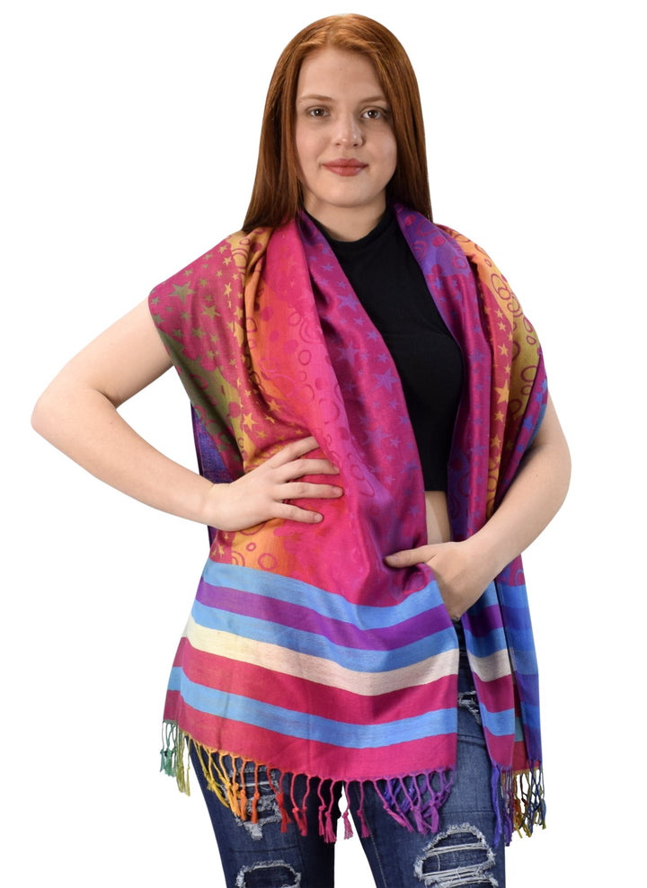 Rainbow Silky Tropical Pashmina Shawl