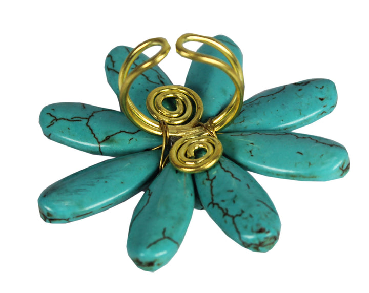 Gems Couture Jewelry Turquoise Adjustable Flower Ring