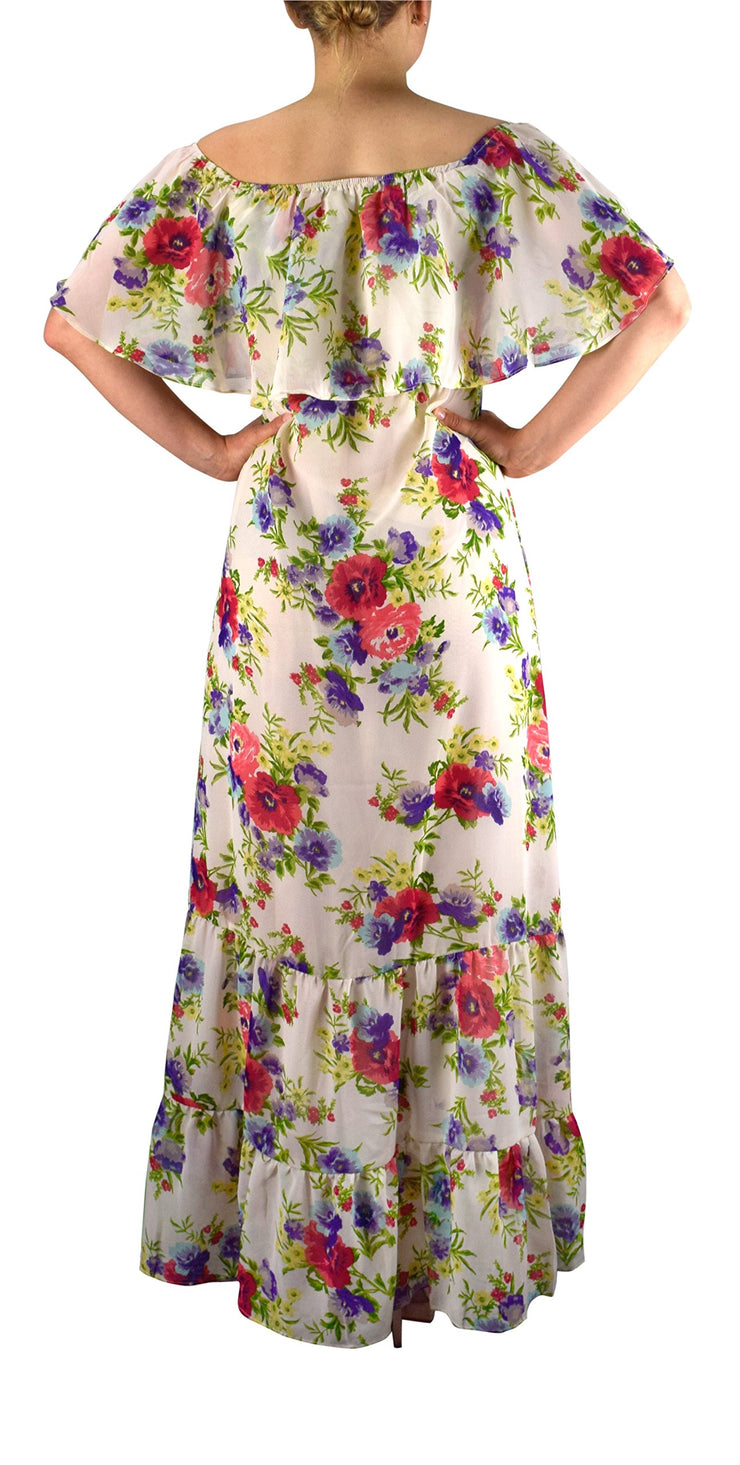 Womens Summer Gypsy Bohemian Vintage Floral Long Maxi Dress
