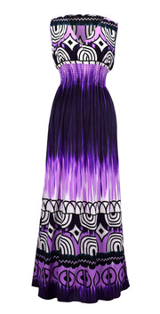Exotic Multicolor Tie Dye Border Print Maxi Dress
