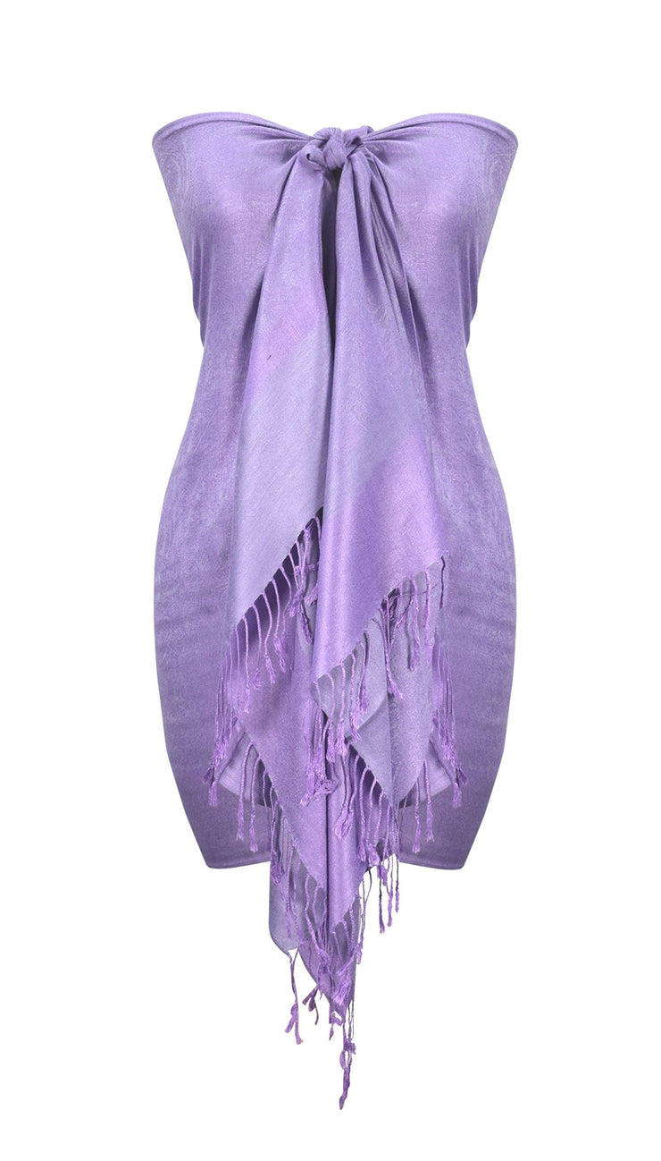 Berry and Light Purple Peach Couture Elegant Vintage Two Color Jacquard Paisley Pashmina Shawl Wrap