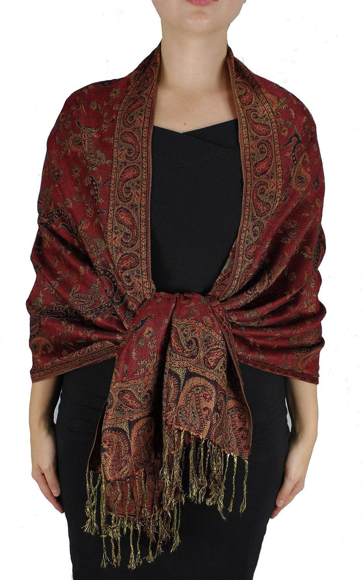 Double Layer Reversible Paisley Pashmina Shawl