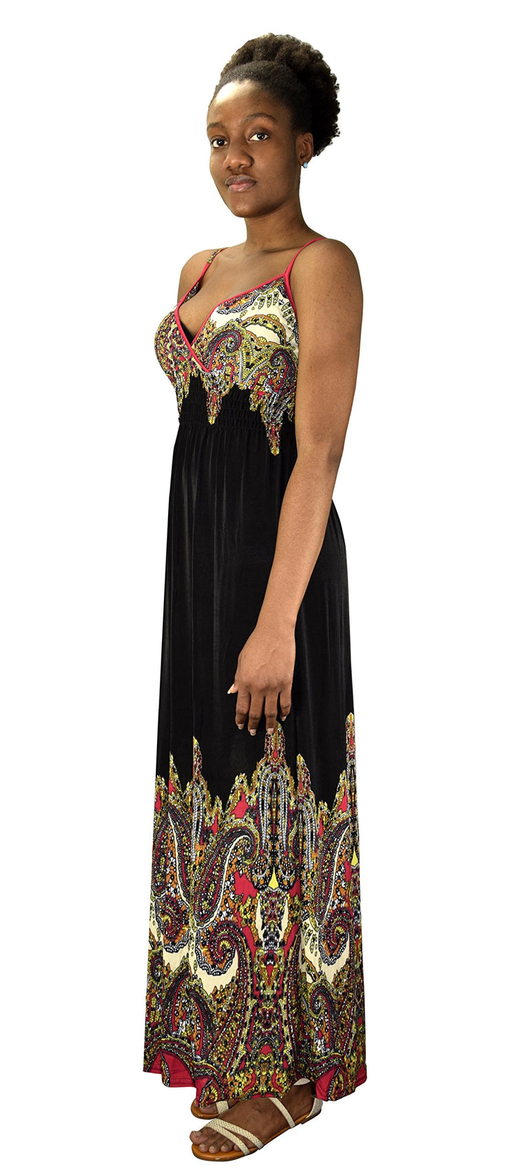 Peach Couture Spaghetti Strap Sleeveless Paisley Cocktail Vintage Maxi Dress