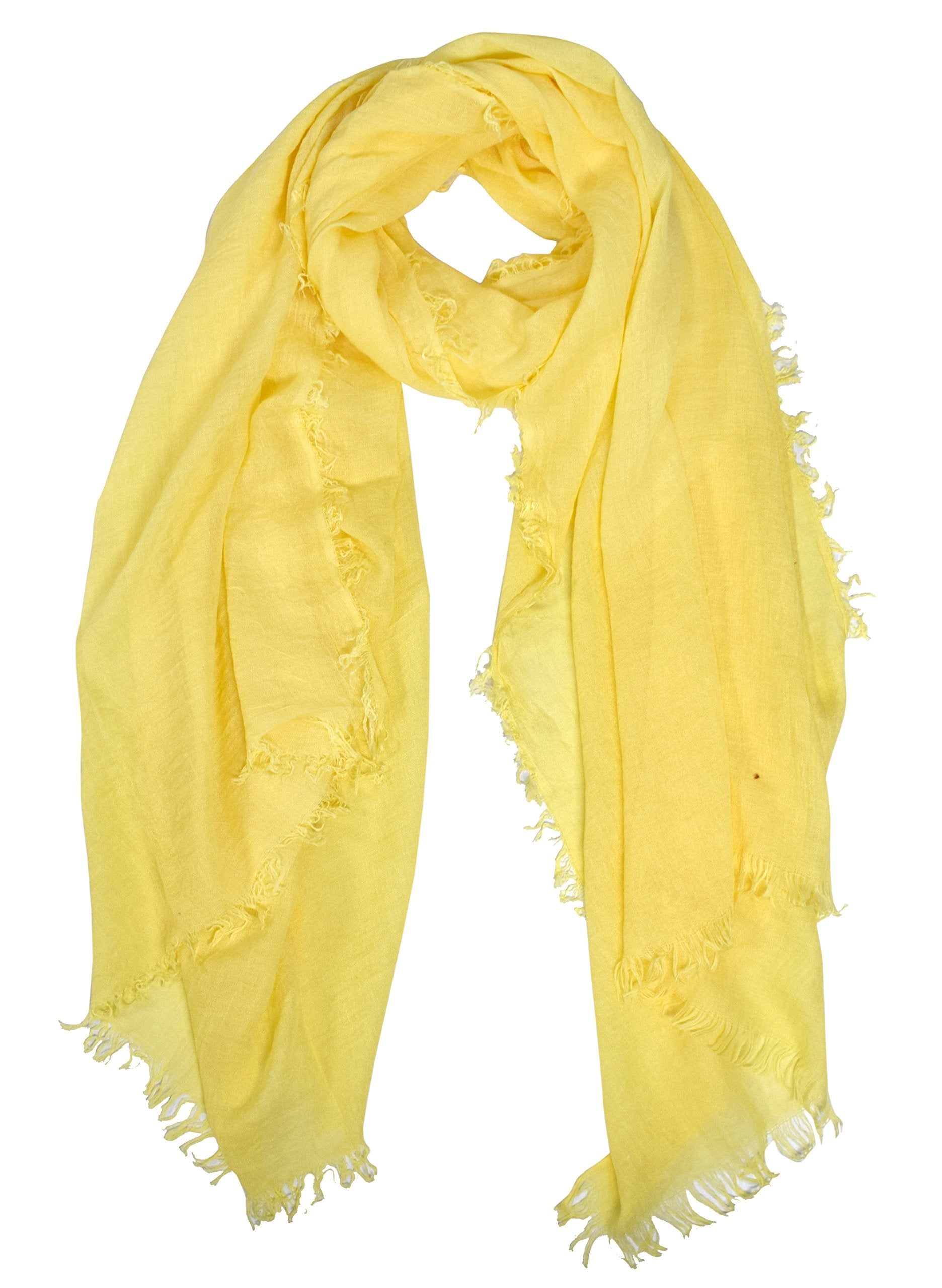 Fringed Yellow Light Weight Sheer Over Sized Scarf Sarong Beach Wrap