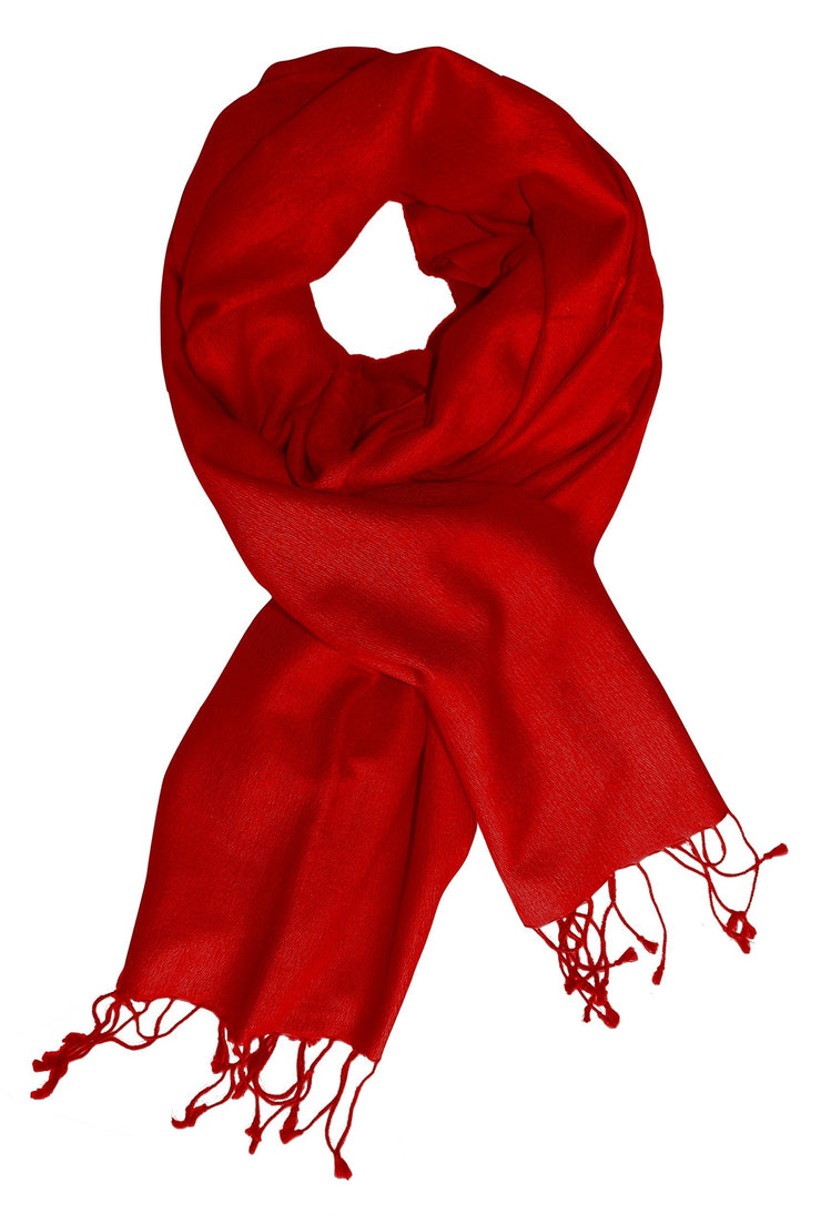Red Luxurious Classic Soft Cashmere and Silk Shawl
