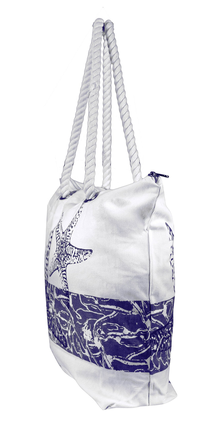 Starfish Design Cotton Canvas Beach Tote