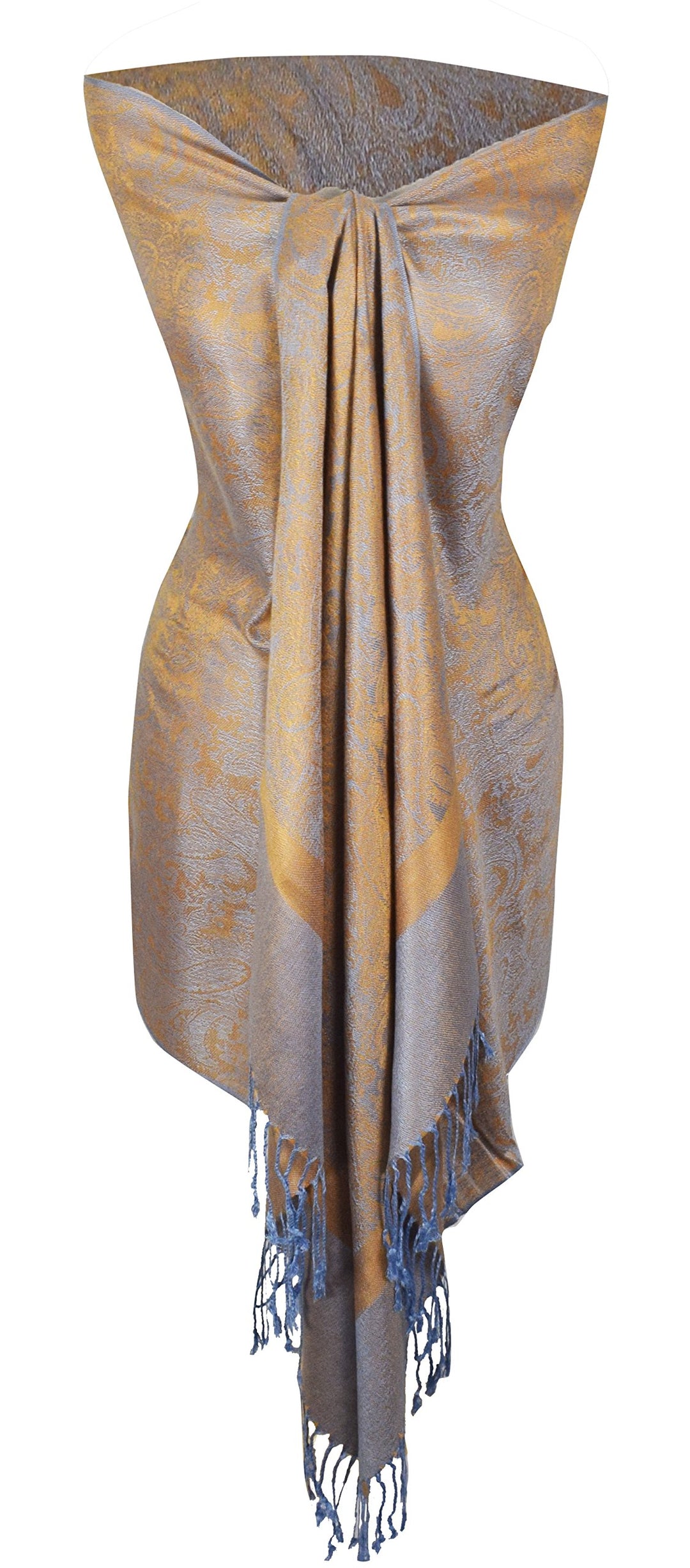 Peach Couture Elegant Vintage Jacquard Paisley Feel Shawl Wrap Scarf