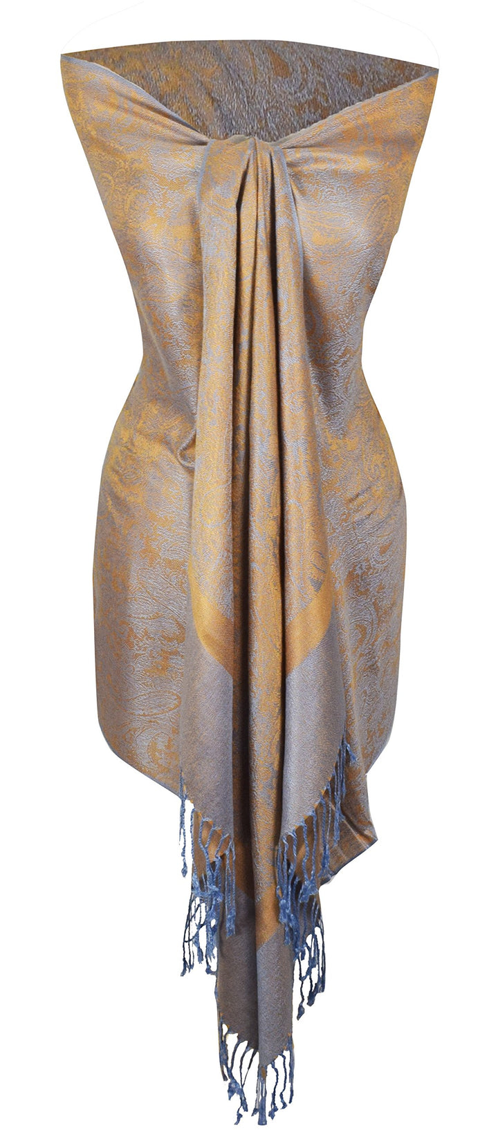 Peach Couture Elegant Vintage Jacquard Paisley Feel Shawl Wrap Scarf