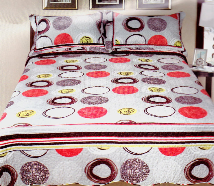 Couture Home Collection Luxury Multi-Print Design Embroidered Reversible Quilt Set - 100% Cotton Fill