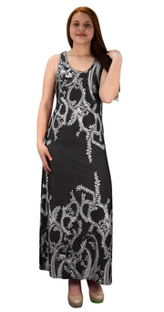 Paisley Print Sleeveless Scoop Neck Maxi Dress