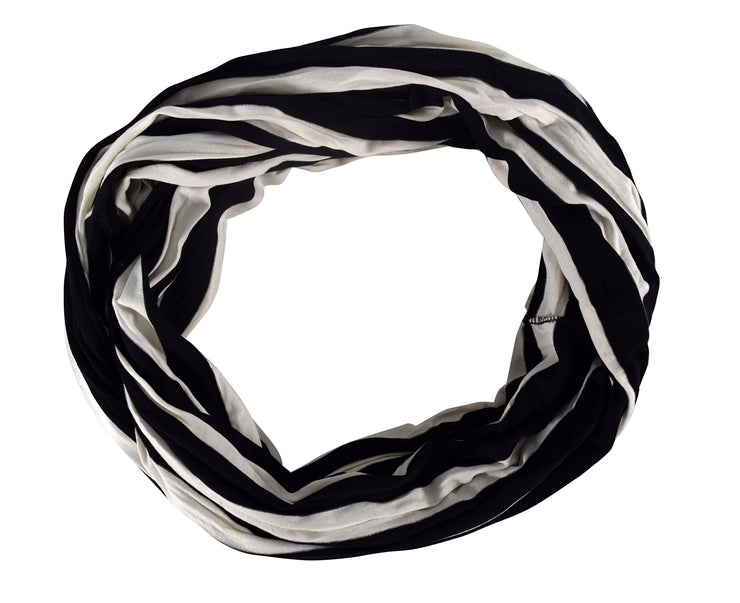 Black White Chick Two Toned Infinity Lightweight Circle Long Length Loop Scarf