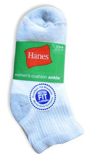 Hanes Women's Comfort Fit Cushion Ankle Value 3 pack Socks (White and Grey, Size 5-9)