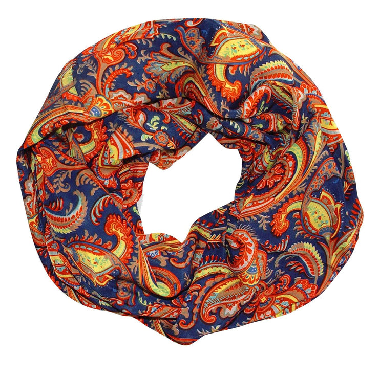 Dark Blue Peach Couture Colorful Victorian Damask Lightweight Infinity Loop Scarf