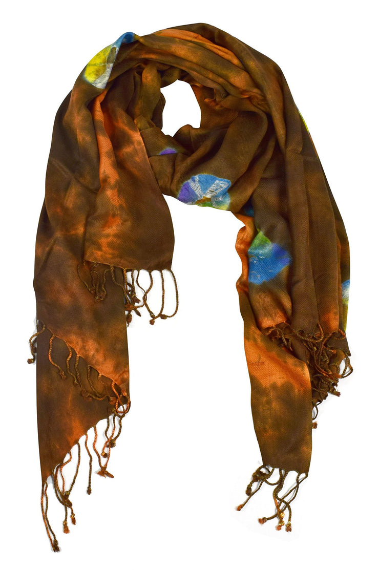 Brown Galaxy Peach Couture Soft and Silky Vibrant Colored Tie Dye Pashmina Shawl