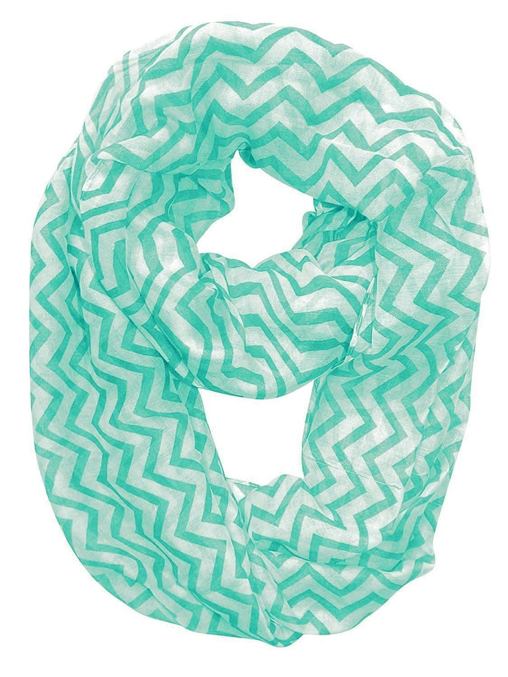 Teal White Peach Couture Beautiful Classic Lightweight Sheer Chevron Infinity Loop Scarf