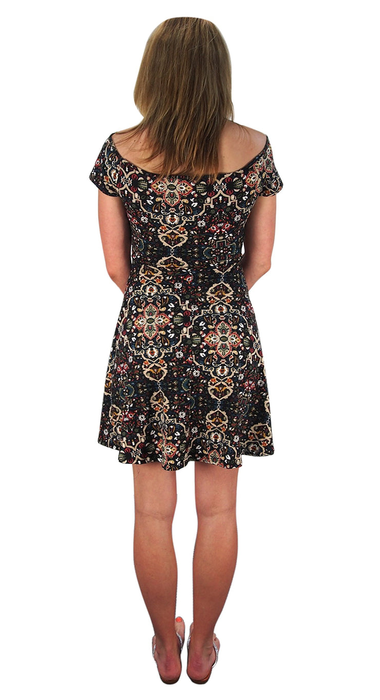Floral Print Princess Seam Fit and Flare Cocktail Skater Dress