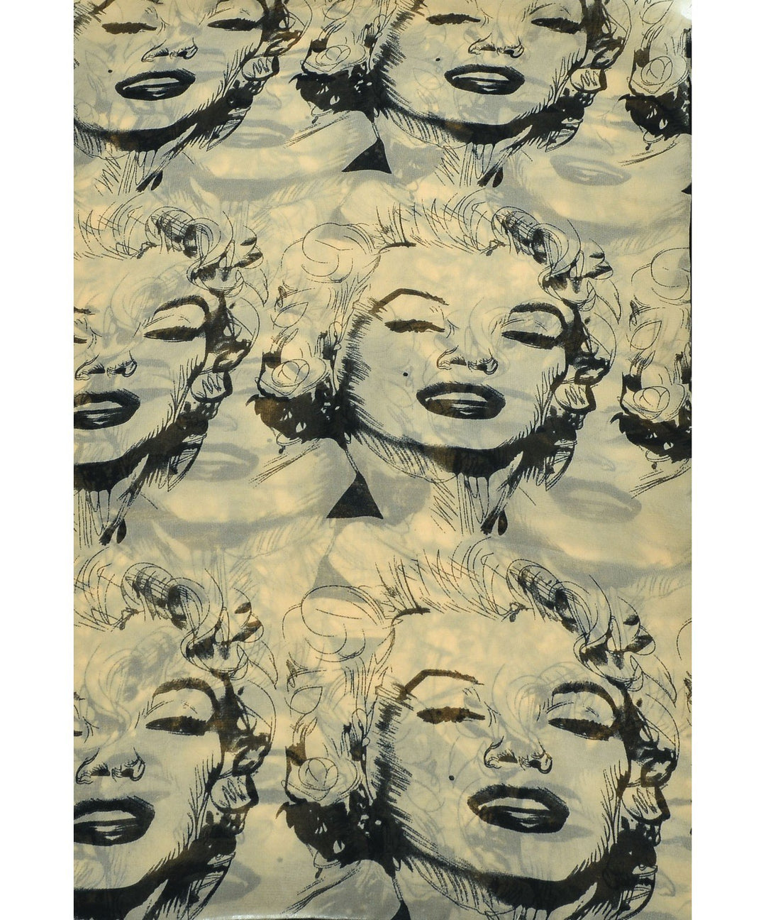 Vintage Chiffon Feel Marilyn Monroe Design Scarf/wrap w/Silk Black Border