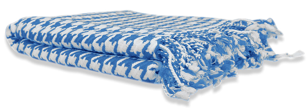Blue Cashmere Wool Houndstooth Throw (50x60")