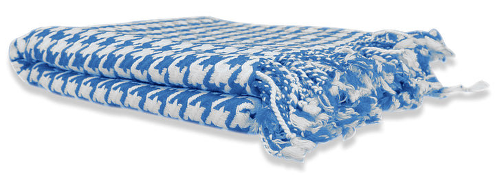Blue Cashmere Wool Houndstooth Throw (50x60")