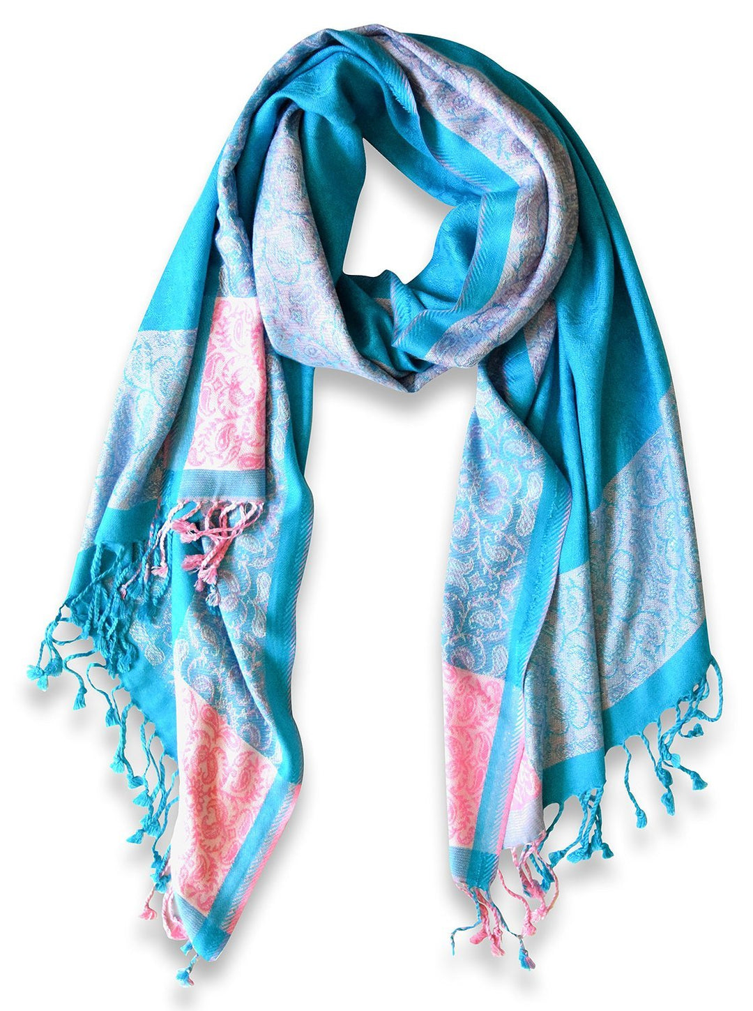 Paisley Floral Border Reversible Pashmina Shawl