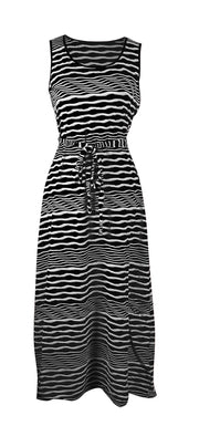 Peach Couture Long Striped Zig Zag Chevron Spring Summer Sleeveless Maxi Dress