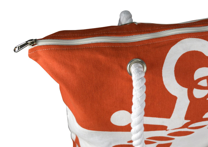 Anchor Print Cotton Canvas Beach Tote
