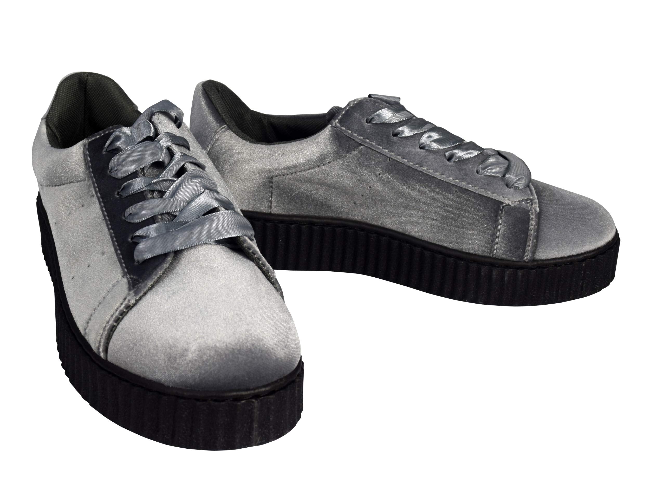 Women Fashion Sneaker Suede Flat Platform Lace Up Casual Shoes