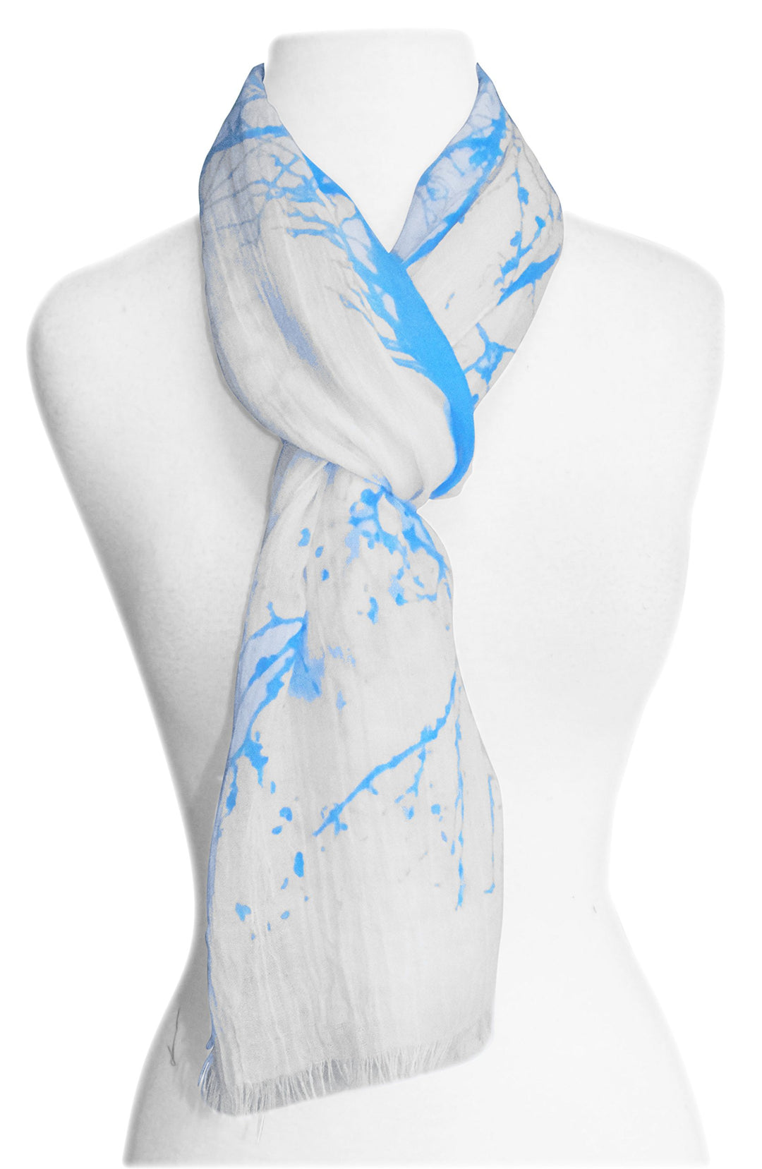 Peach Couture Blissful Tree print Cotton Linen Eyelash Fringe Long Scarves Shawls