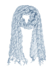 Sheer Solid Color Twisted Crinkle Scarf with Fringes