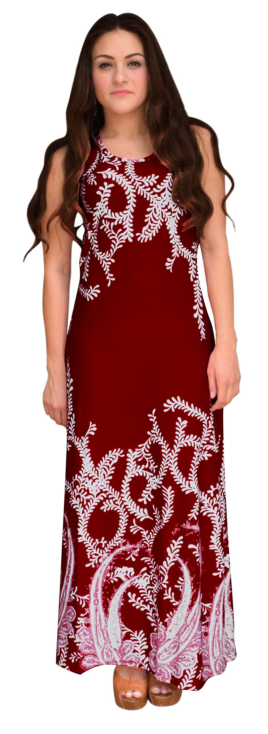 Paisley Print Sleeveless Scoop Neck Maxi Dress