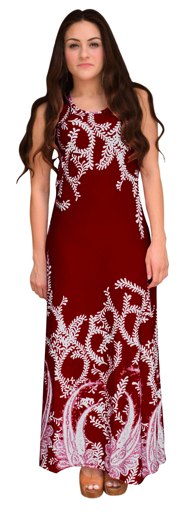 Paisley Print Sleeveless Scoop Neck Maxi Dress