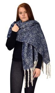 Winter Soft and Warm Cashmere Feel Tasseled Knitted Chunky Wrap Scarf
