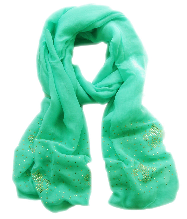 Mint Green Peach Couture Classic Glittering Sparkle Studded Scarf Shawl Wrap