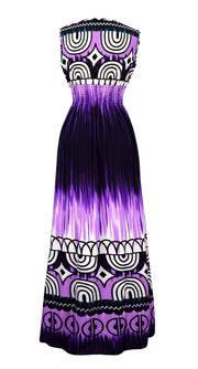 Exotic Multicolor Tie Dye Border Print Maxi Dress