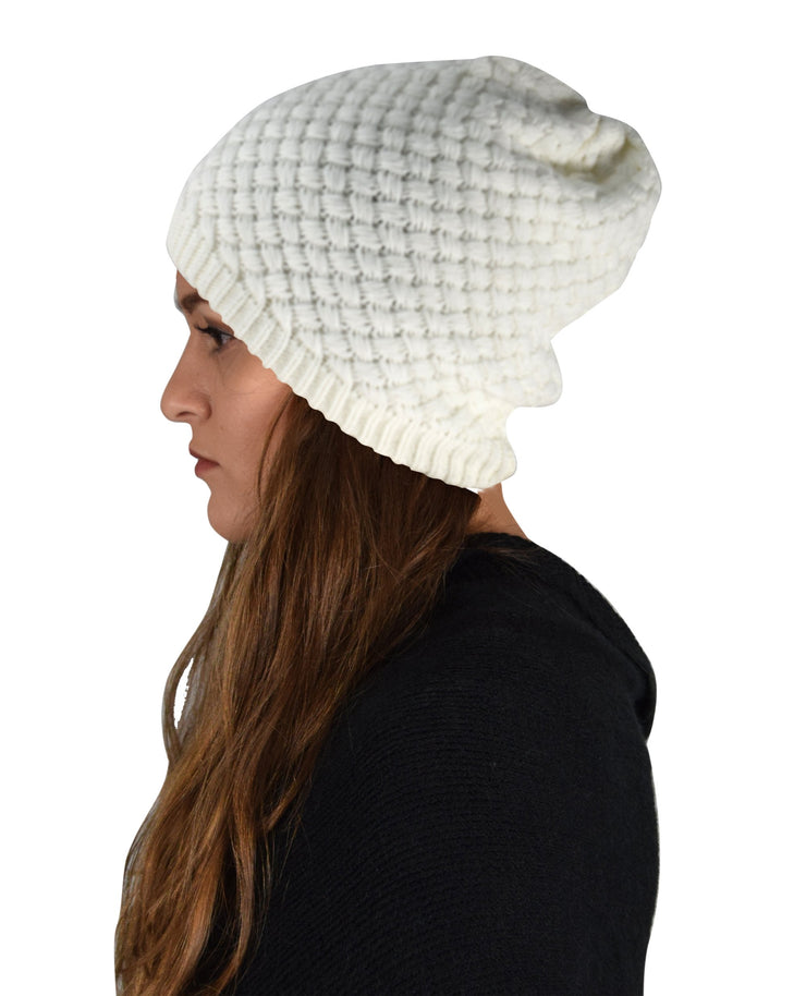 Thick Crochet Knit Double Layer Beanie Slouchy Hat