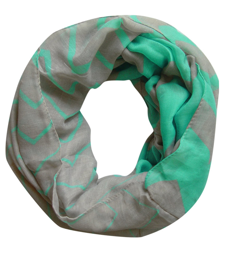 Mint Grey Peach Couture Womens MultiColor Chevron Soft & Sheer Infinity Scarf Circle Loops