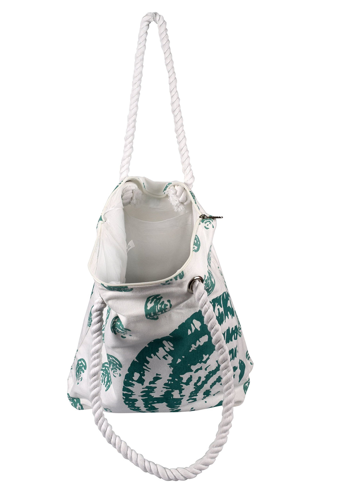 Seashells Print Cotton Canvas Beach Tote
