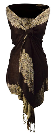Ravishing Reversible Jacquard Paisley Pashmina Shawl Wrap for Women