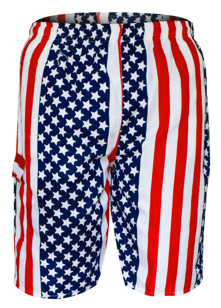 Mens Beach Boardshorts Water Sports Casual Swimming Surfing Shorts XL Red White Blue