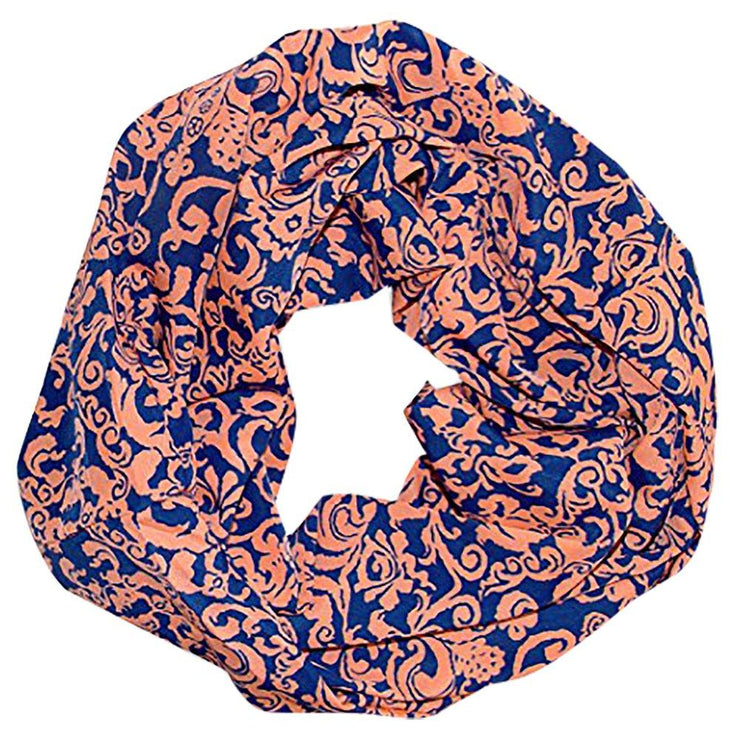 Pink/Navy Peach Couture Women's Henna Tribal Floral Paisley Print Boho Infinity Scarf Loop