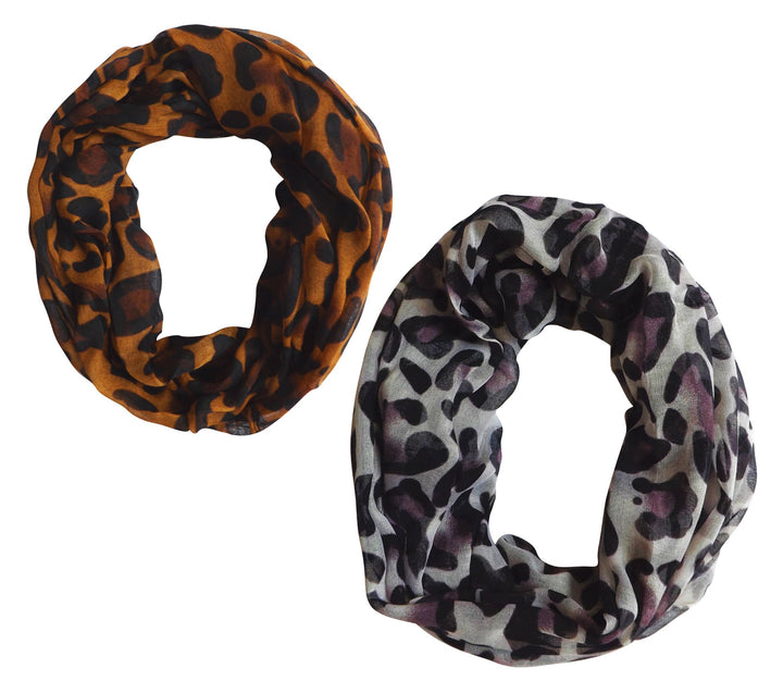 Women's Retro Fashion Two Tone Animal Print Infinity Loop Scarf