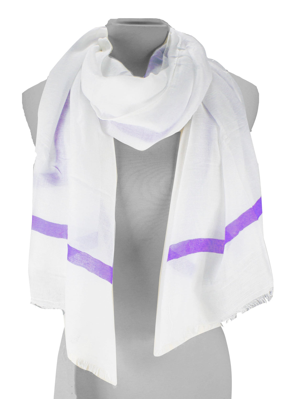 Vintage Block Stripe Cotton Blend Scarf