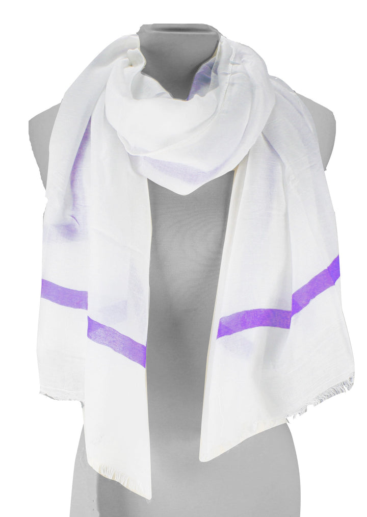 Vintage Block Stripe Cotton Blend Scarf