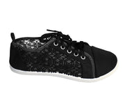 Women's Athletic Casual Ballet Sneakers Lace Up Canvas Denim Shoes
