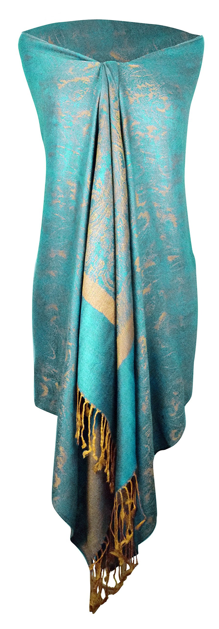 Peach Couture Elegant Vintage Jacquard Paisley Feel Shawl Wrap Scarf