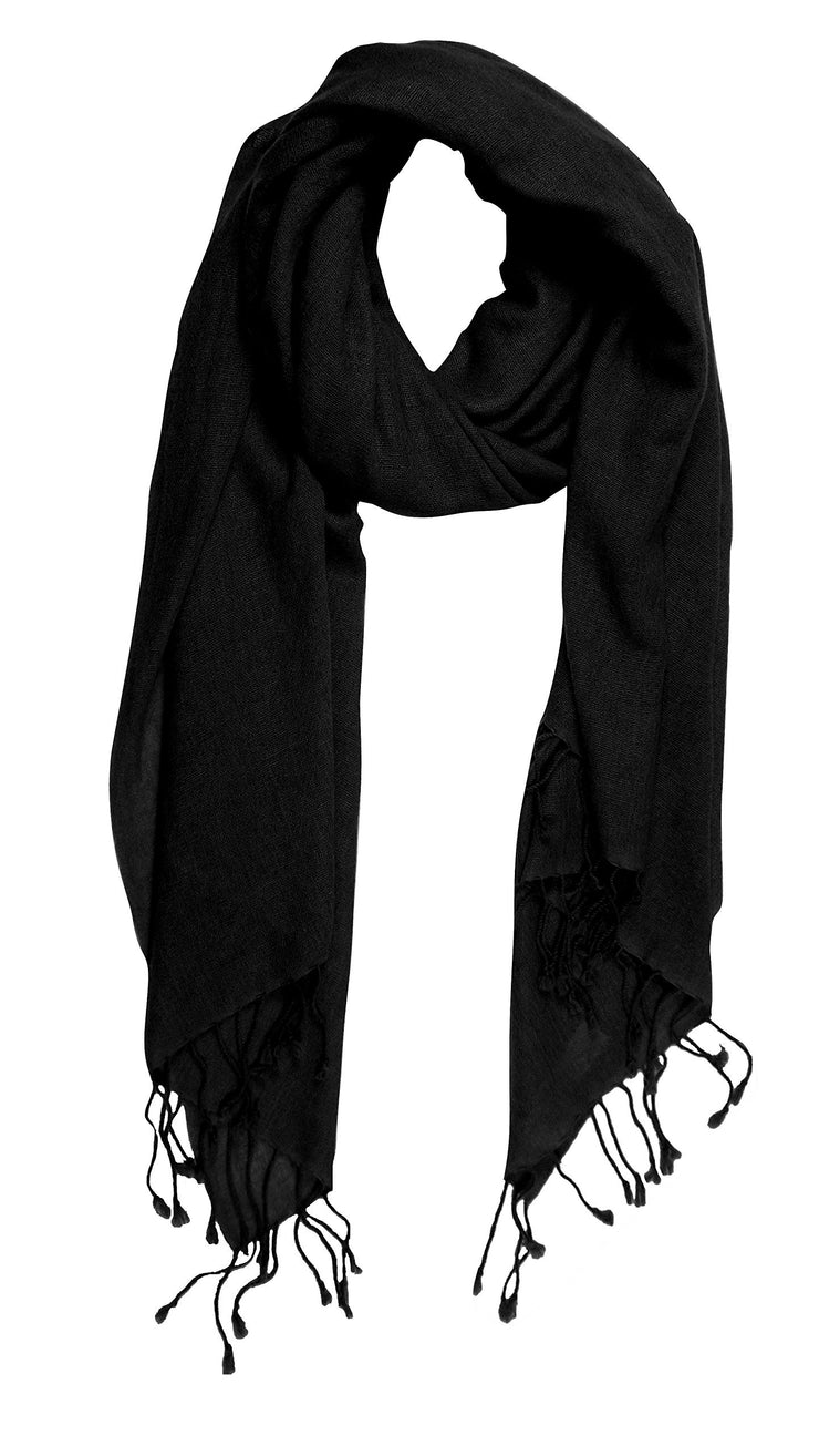 Black Soft and Elegant 100% Pure Wool Pashmina Shawl Wrap Scarves