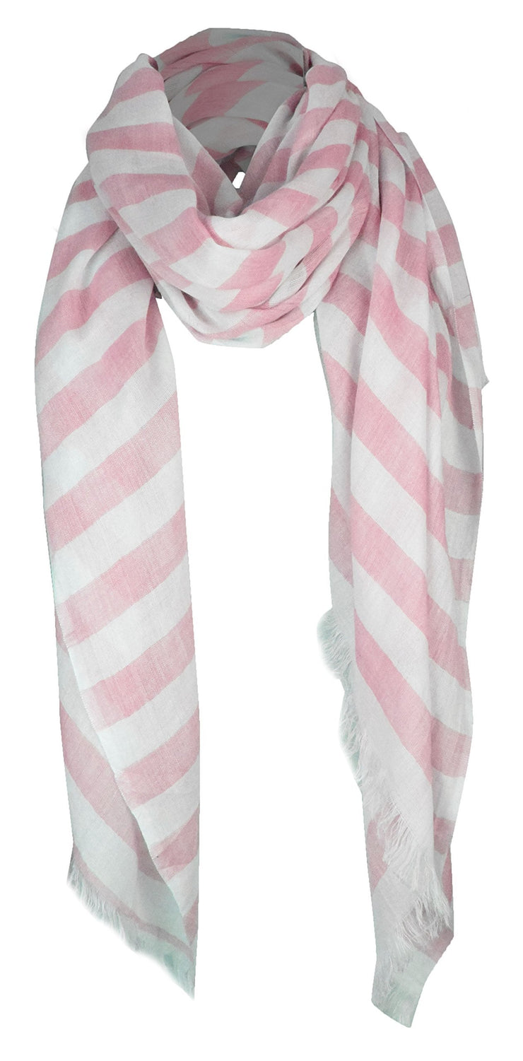 Pink Peach Couture Lightweight Sailor Nautical All Seasons Striped Scarf Wrap Shawl